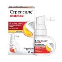 Стрепсилс Интенсив спрей (мед/лимон) б/сахара 8,75мг/доза 15мл спрей дозир д/горла (Флурбипрофен)